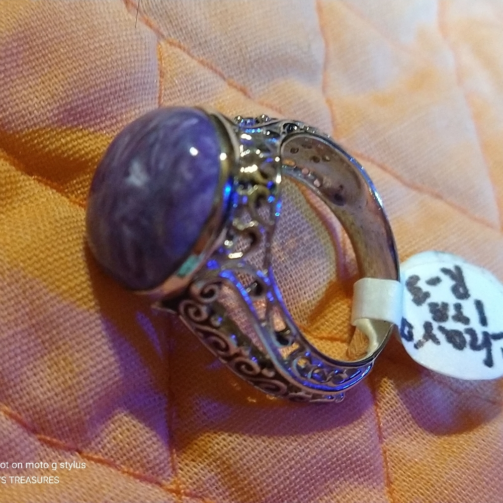 🛑 LOWEST PRICE AVAILABLE🛑 CHAROLITE- STONE OPEN FILIGREE STERLING RING. - Picture 6 of 8